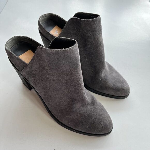 DOLCE VITA SELENE MULE DARK GRAY LEATHER SUEDE HEELED SHOES WOMENS SIZE 10M - Picture 5 of 6